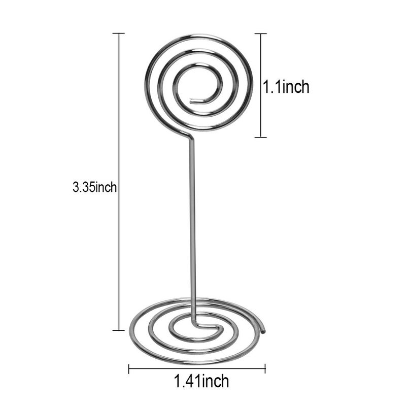 Aniann Table Number Card Holders Place Card Holder, 25 Pack Picture Holders for Tables, Wire Shape Photo Number Stands Menu Paper Card Clips for Wedding Party, Office, Restaurant (Silver) - Image 4